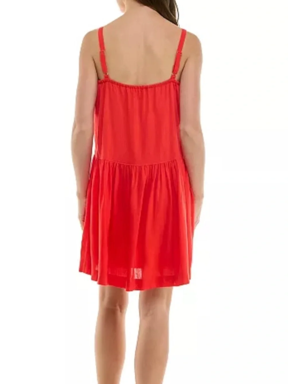 Taylor Petite Pintuck Square-Neck Mini Dress red tomato